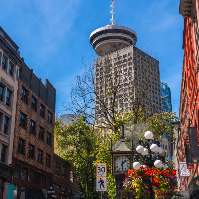 Stock image of a Vancouver downtown building, shot from Gastown Vancouver.