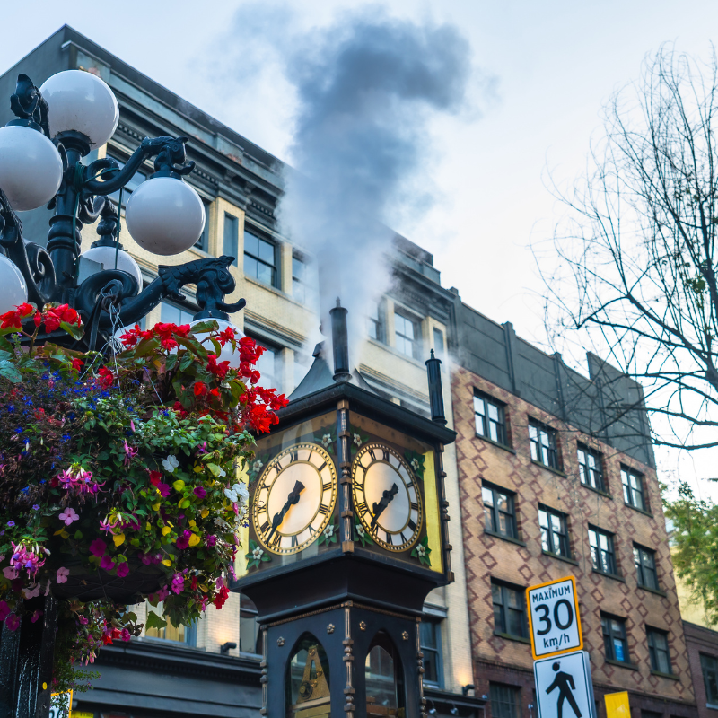 Image of Gastown Steam Clock in Vancouver, BC.