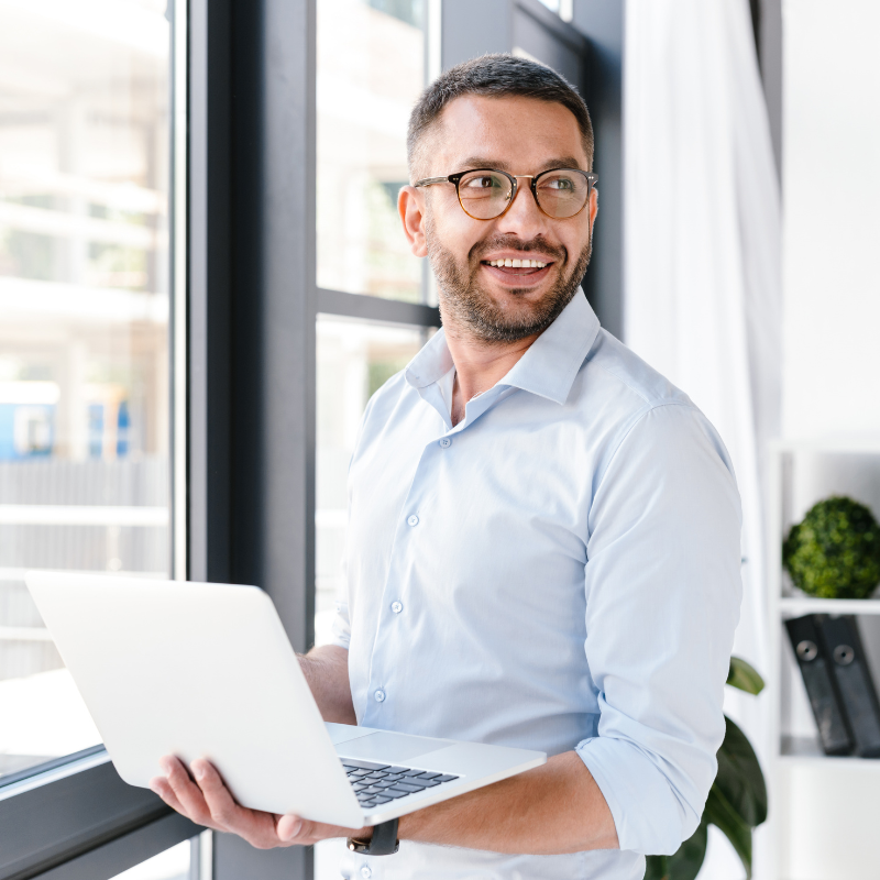 stock image of a man, used to build relevance towards intra company myths vs facts page.