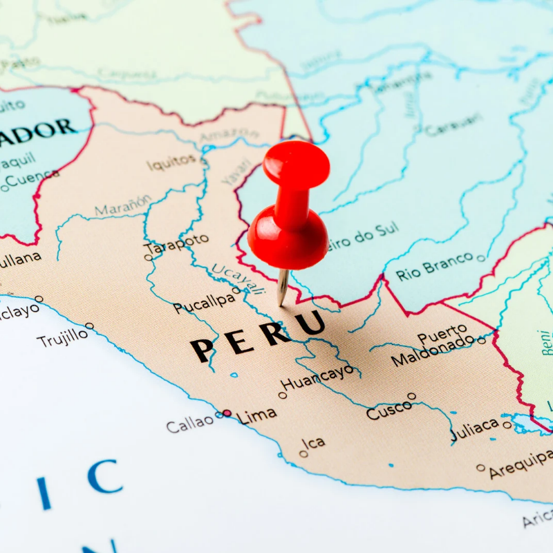 Peru being highlighted on a map.